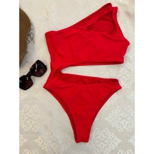 BEAGIMEG Women's Sexy One Shoulder, Cut Out One Piece Swimsuit